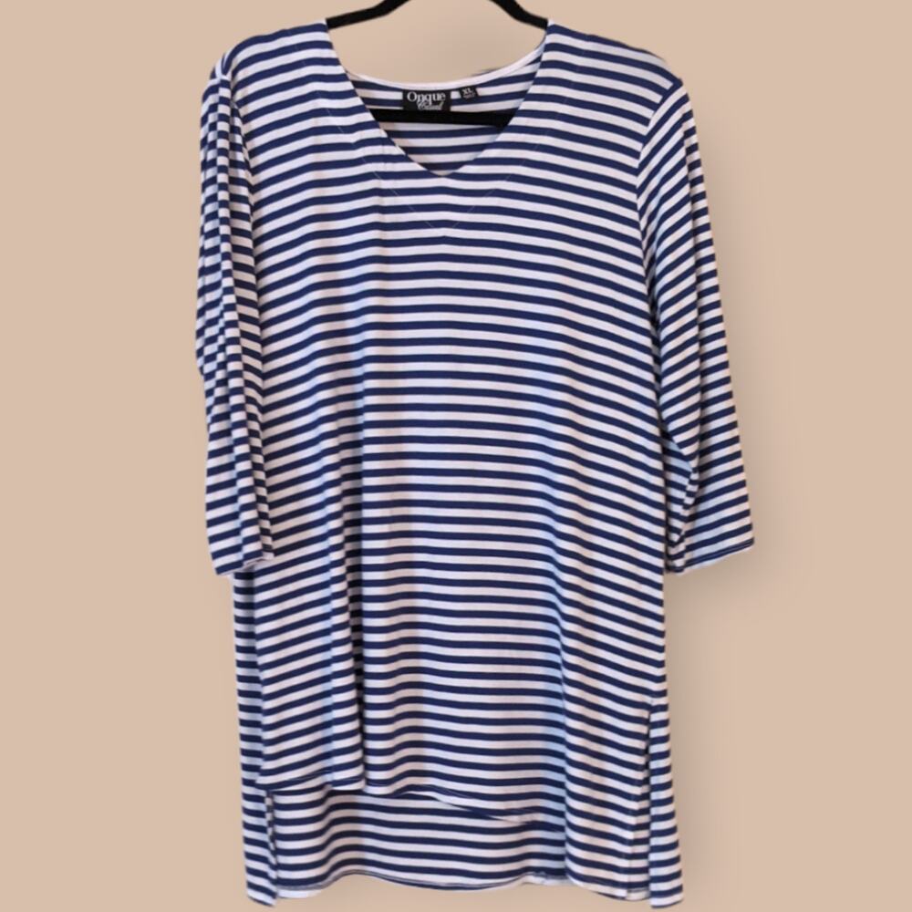 Onque Casual Blue White Stripe Tunic XL